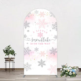 Lofaris Pink Silver Snowflake Baby Shower Arch Backdrop